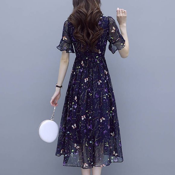 Flroal Print Long Sleeve Spring Women Dresses Wint - Picture 4 of 5